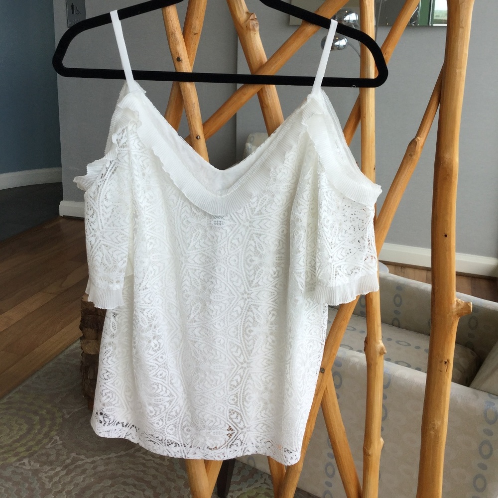 WHBM Lace Cold Shoulder Blouse